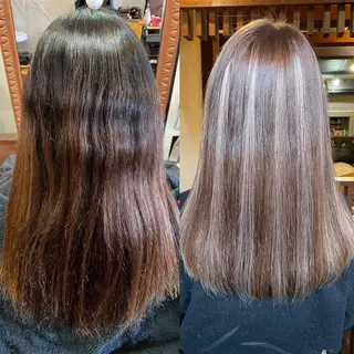 ロング シールエクステ/ ハイトーンカラーのヘアスタイル