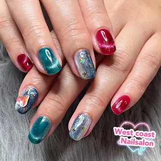 ネイル リボン、ガーリー パーツ放題専門店のネイルデザイン