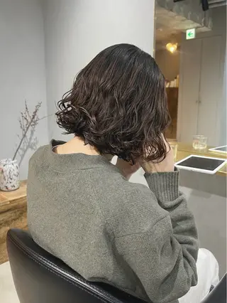 ミディアム パーマ akane/ベージュ /オリーブ/ブラウンのヘアスタイル