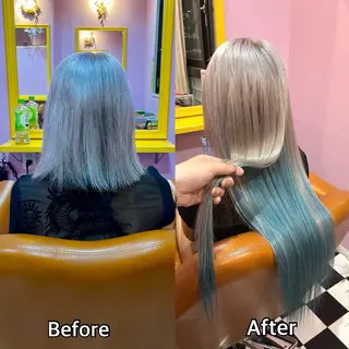 ロング シール＋ちび編み込み エクステ梅田🐨のヘアスタイル