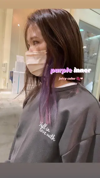 セミロング カラー 丸山 愛万音のヘアスタイル