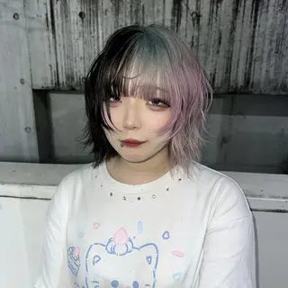 ミディアム カラー ハイトーン/ウルフ /エクステ/ましろのヘアスタイル