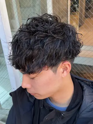 ショート パーマ メンズ BINGO HAIR WORKS 【ビンゴヘアワークス】所属・🎱メンズフェード 特化HYOGA🎱のヘアスタイル