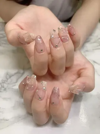 ネイル はな💎ネイル ワンホン、長さ出しのネイルデザイン