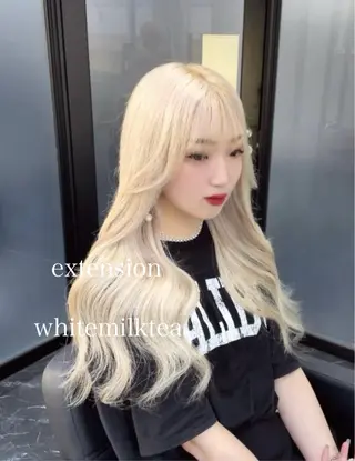 ロング カラー エクステ🩵ブリーチ 韓国ヘア🩵KAEのヘアスタイル