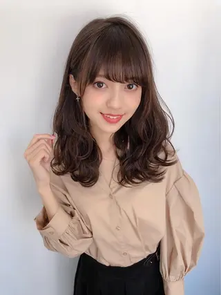 ミディアム カラー ヘアアレンジ 顔周りカット/髪質改 善/新宿/畑中稔里のヘアスタイル