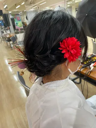 ヘアアレンジ 内田温子大人女性 ハイライト、ボブのヘアスタイル