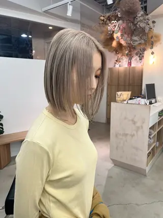 ミディアム カラー 小田 輝太郎/ブリーチのヘアスタイル