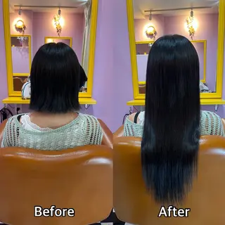 ロング シール＋ちび編み込み エクステ梅田🐨のヘアスタイル