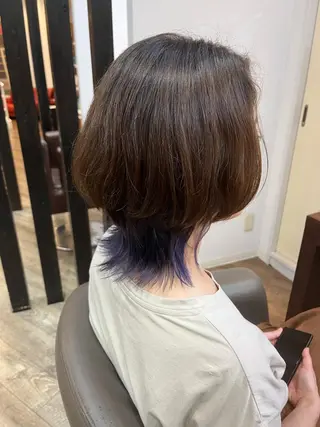 ミディアム 髪質改善、パーマ 山崎純生のヘアスタイル