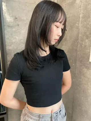 ミディアム カラー レイヤー/柔色 カラー/SAkiのヘアスタイル