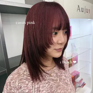 ミディアム カラー 🍒暖色✖️レイヤー ／Haruna🍒のヘアスタイル