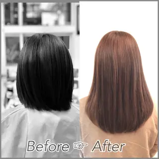 セミロング カラー エクステ ハイトーン 💭黒崎ハルカのヘアスタイル