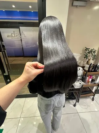 ロング パーマ 学割 悟 韓国風艶髪縮毛矯正のヘアスタイル