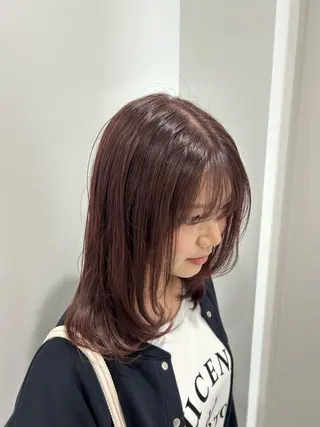 セミロング カラー 愛結 暖色カラー🎀🩰のヘアスタイル