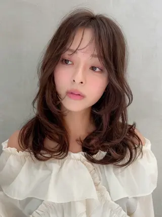 セミロング カラー パーマ Lond enikaのヘアスタイル