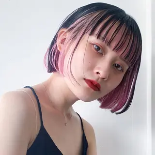 ショート nuu所属・💜ショート💜 ウルフ、ボブ二色亜美のヘアスタイル