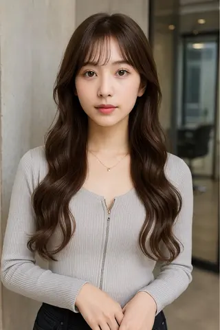 ロング カラー パーマ ヘアアレンジ メンズ キッズ 🦋韓国レイヤー｜ 透明感グレージュ🦋のヘアスタイル