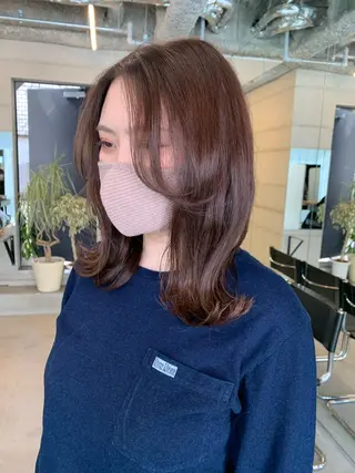 ミディアム カラー 透明感/オリーブ/ グレージュ/YUKAのヘアスタイル