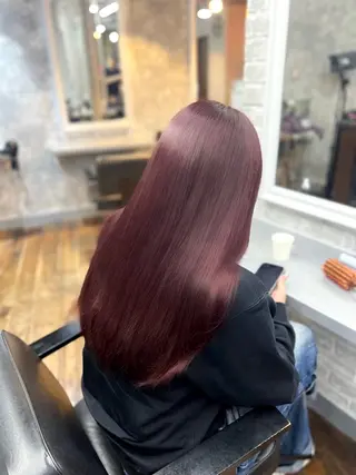 セミロング 【💖ブリーチ/ 縮毛矯正】あおい🌷のヘアスタイル