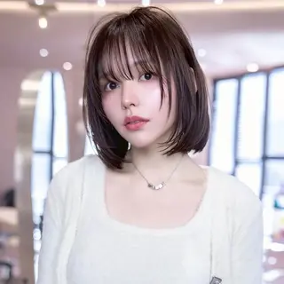 ミディアム カラー 渋谷ボブ/韓国 ×タッセルしょうごのヘアスタイル