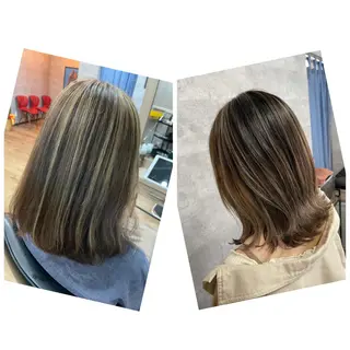 セミロング SALOWIN心斎橋Suite店所属・ブリーチ毛にもできる 縮毛矯正|鷹司郎のヘアスタイル