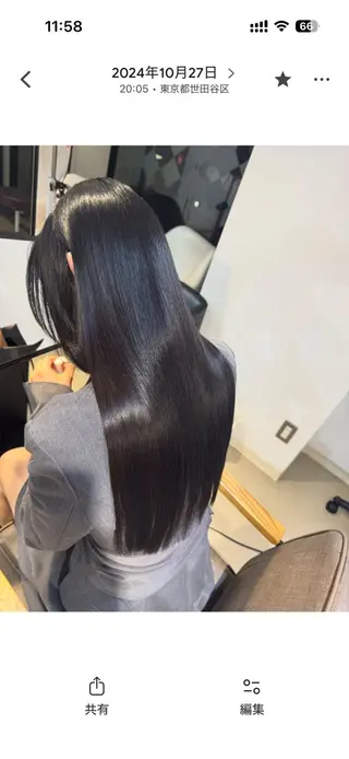 ロング ⭕鏡のような劇艶/ 賀川サトシ⭕️のヘアスタイル