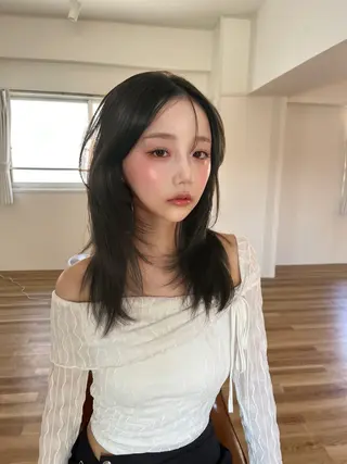 ロング カラー 透明感カラー✨🩵 韓国ヘアkanatoのヘアスタイル