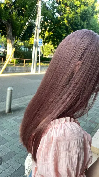 ロング カラー ブリーチ/髪質改善/ ハイトーン/暖色のヘアスタイル