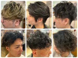 ミディアム パーマ メンズ カラー メンズ専門💈シェー ビングOK👍宮林寛のヘアスタイル