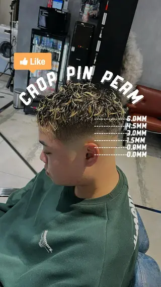 ショート カラー パーマ メンズ アイブロウ &CREW スタッフのヘアスタイル