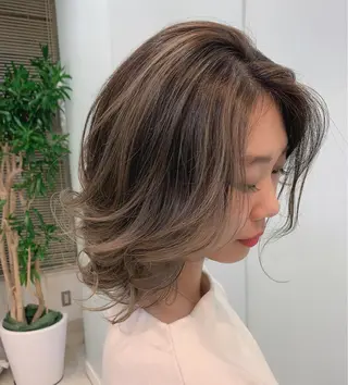 ミディアム カラー Blue 髪質改善 💎松藤 莉奈のヘアスタイル