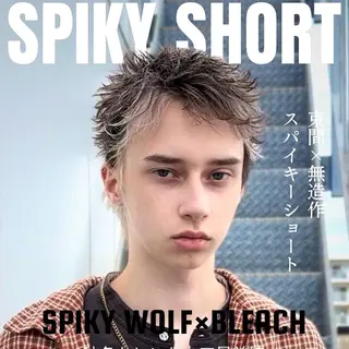 カラー メンズ メンズ専門/パーマ 束間ショートのヘアスタイル