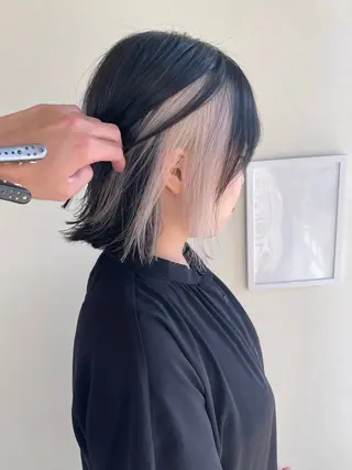 ミディアム カラー ハイライトカラー✨ グレージュ✨鎌倉光洋のヘアスタイル