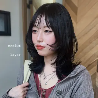 ミディアム カラー Pocket仙台 💚モエリのヘアスタイル