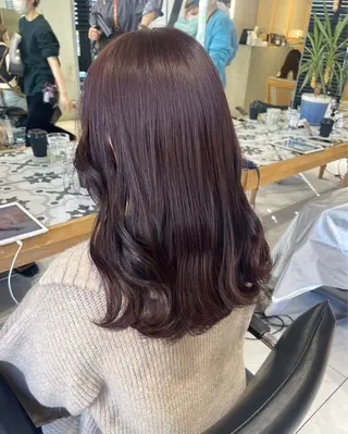 ロング ヘアアレンジ ブラウン♦️ ワインレッドけんごのヘアスタイル