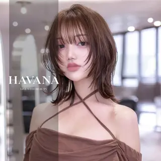 ミディアム カラー １HAVANA.渋谷 【レイヤー/韓国】のヘアスタイル