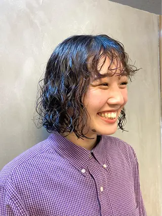 ミディアム カラー パーマ ヘアアレンジ ハル🌸柔色/ ブリーチなし/艶髪のヘアスタイル