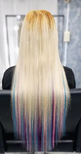 ロング シールエクステ 編み込み YURIEのヘアスタイル