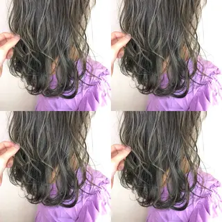 セミロング カラー 韓国レイヤーカット/ ダブルカラーのヘアスタイル