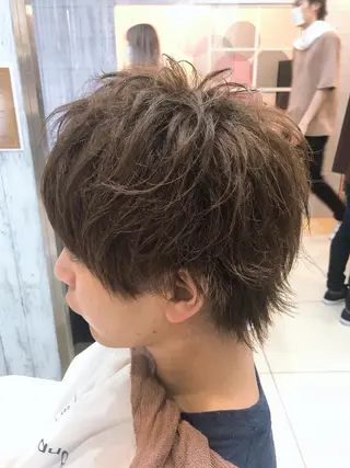 ショート カラー パーマ メンズ 髪質改善× ハイライト溝江のヘアスタイル