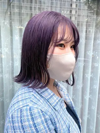 ミディアム カラー ハル🌸柔色/ ブリーチなし/艶髪のヘアスタイル