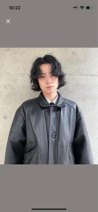 ミディアム パーマ メンズ 鈴木 隼人のヘアスタイル