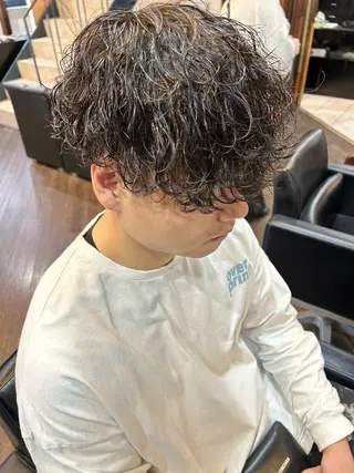 ミディアム パーマ メンズ 大阪/梅田/シャドウ パーマ/ノボリユウタのヘアスタイル