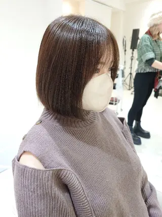 ミディアム カラー ブリーチなしで透明感 カラー松内真太のヘアスタイル