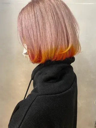 ミディアム カラー ハイトーン/ ボブ 中村麟のヘアスタイル