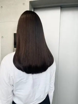 セミロング カラー パーマ ヘアアレンジ 透明感/オリーブ/ グレージュ/YUKAのヘアスタイル