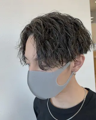 ショート カラー パーマ ヘアアレンジ メンズ 透明感カラー／ 新潟万代/池野里衣のヘアスタイル