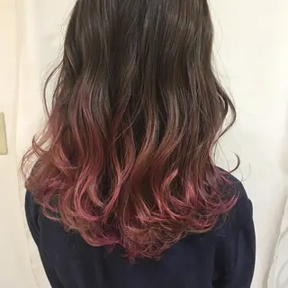 ミディアム カラー ヘアアレンジ きむえり/髪質改善 /セット/カラーのヘアスタイル
