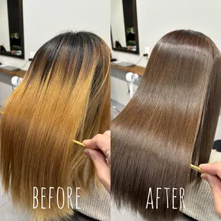 セミロング 縮毛矯正、髪質改善／ 松田 龍之介のヘアスタイル